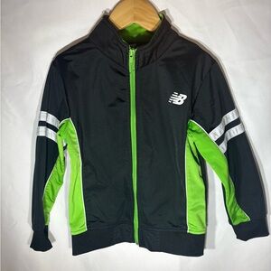 New Balance Kids 5/6  Zip-Up Track Jacket Black & Neon Green, Boys Jacket,